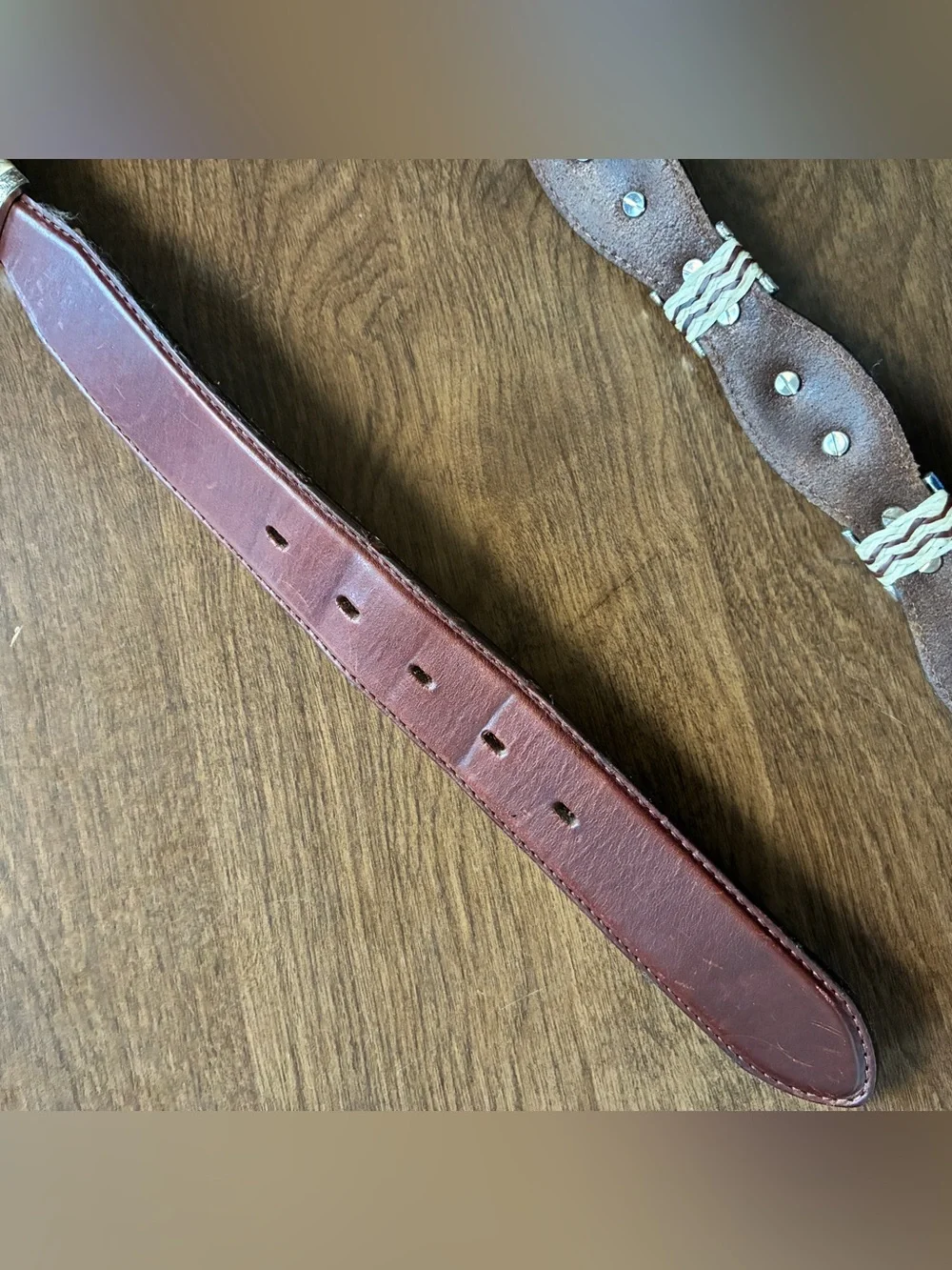 Tony Lama Western Belt Brown Tooled Leather Silver Concho NO BUCKLE 42 9117L